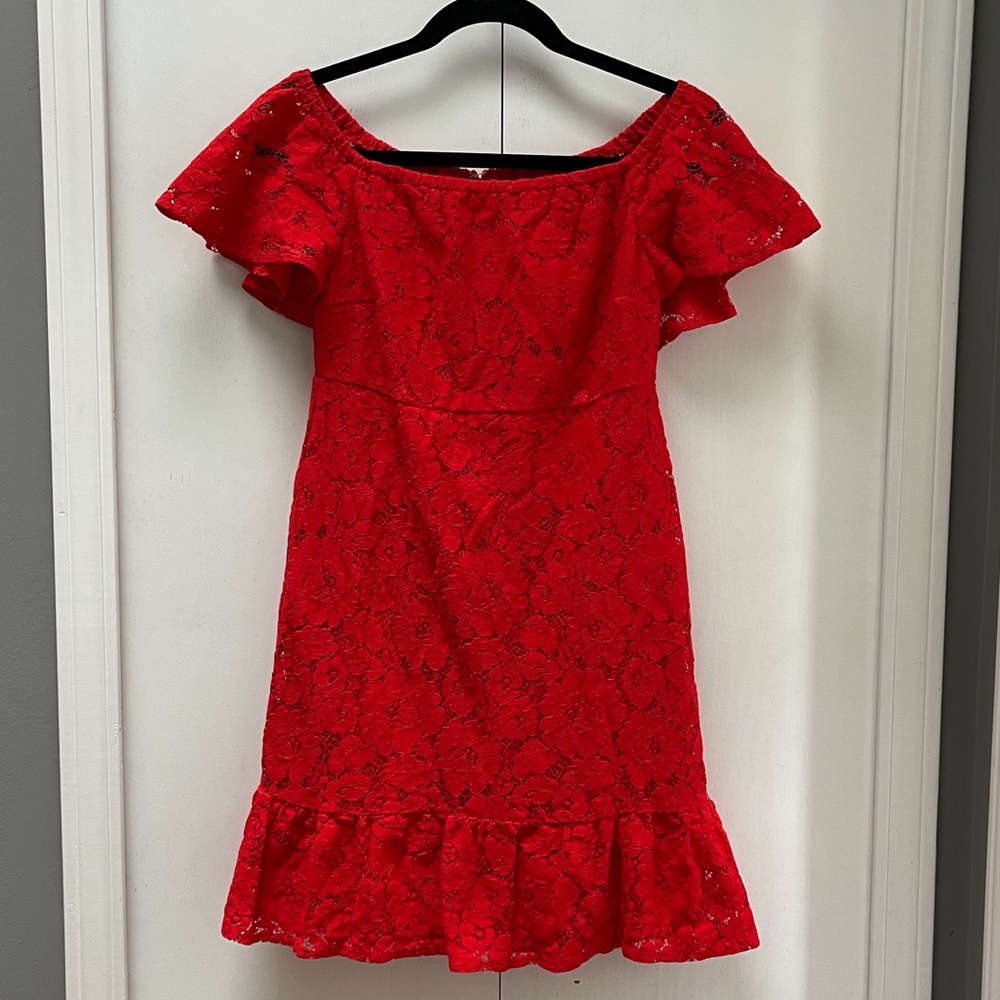 Francesca’s red lace ❤️❤️ off the shoulder dress